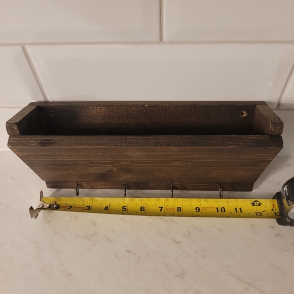 1 set Key Holder Wooden Tray and 4 Hooks, Wall Mounted Key Holder, Decoration - Picture 4 of 5
